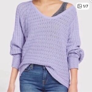 We the free sweater lose knit lilac dolman sleeves size medium